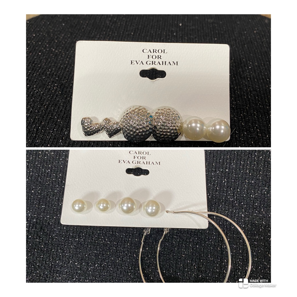 New With Tags 6 Pair Earrings Studs And Hoops